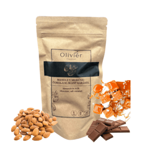 Mandle v mliečnej čokoláde, slaný karamel 250g